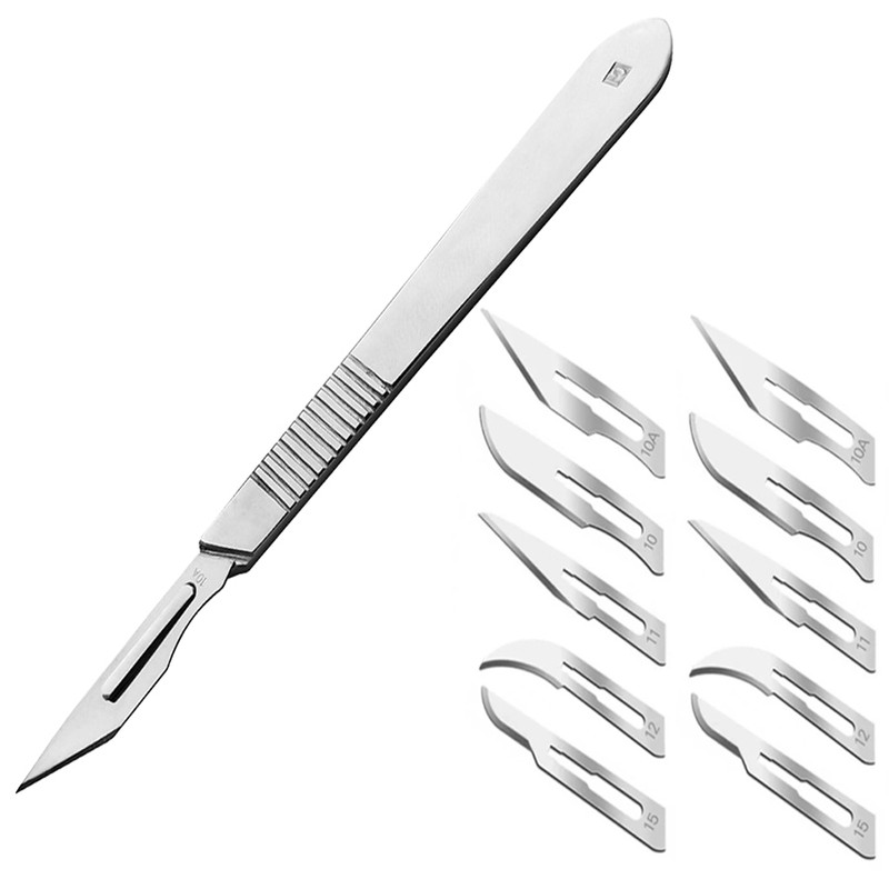 دسته تیغ جراحی مدل SQWR شماره 3 به همراه تیغ استریل کد SKJTRE002369 بسته 11 عددی