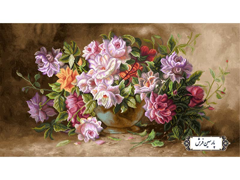 نخ و نقشه تابلو فرش طرح گل های رز - کد NG1574