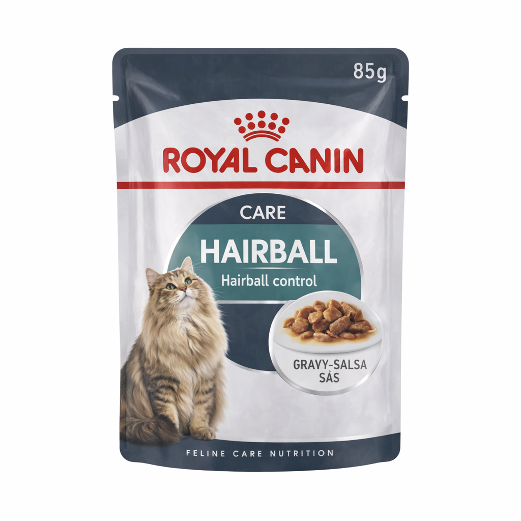 پوچ گربه بالغ رویال کنین مدل Hairball Gravy وزن 85 گرم