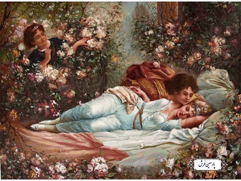 نخ و نقشه بافت تابلو فرش عشق پنهانی - کد NF2225