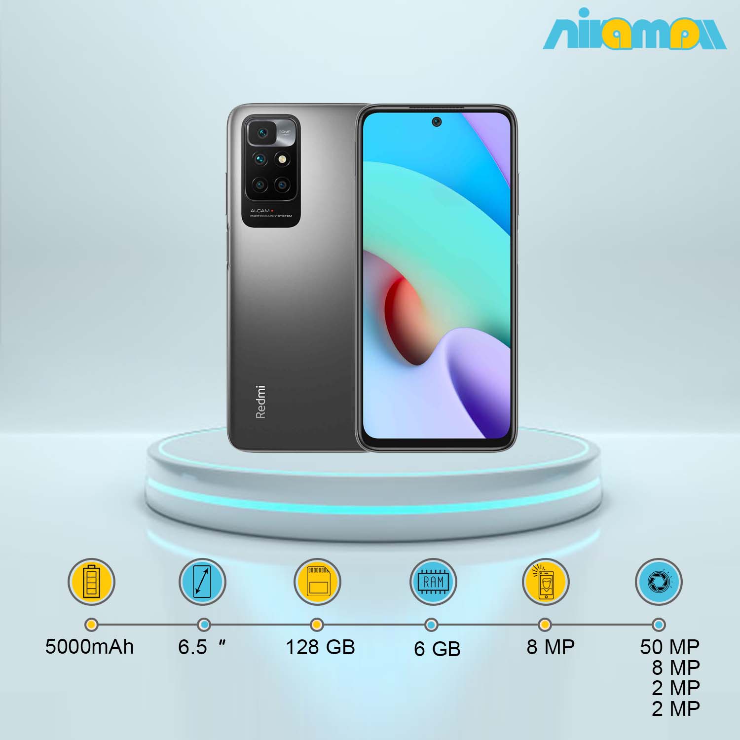 گوشی موبایل شیائومی مدل Redmi 10 دو سیم کارت ظرفیت 128 گیگابایت و رم6 گیگابایت