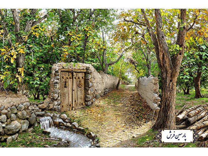 خرید نخ و نقشه تابلو فرش کوچه باغ بهاری- کد NV739