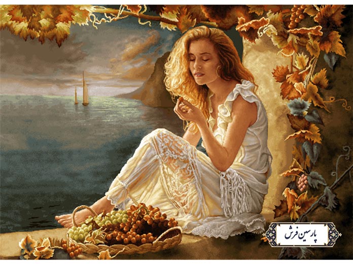 نخ و نقشه تابلو فرش چهره طرح دختر ماه - کد NC6339