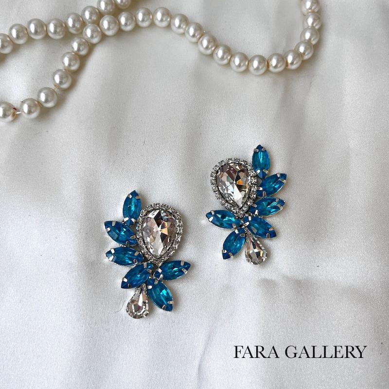 گوشواره سنگی آبی کد EF02