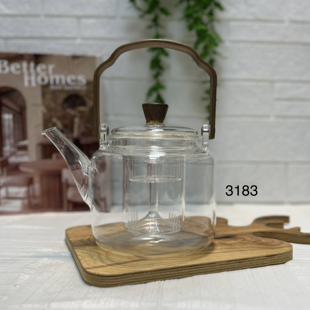 قوری پیرکس ۲ فیلتره دسته چوبی 1000 سی‌سی