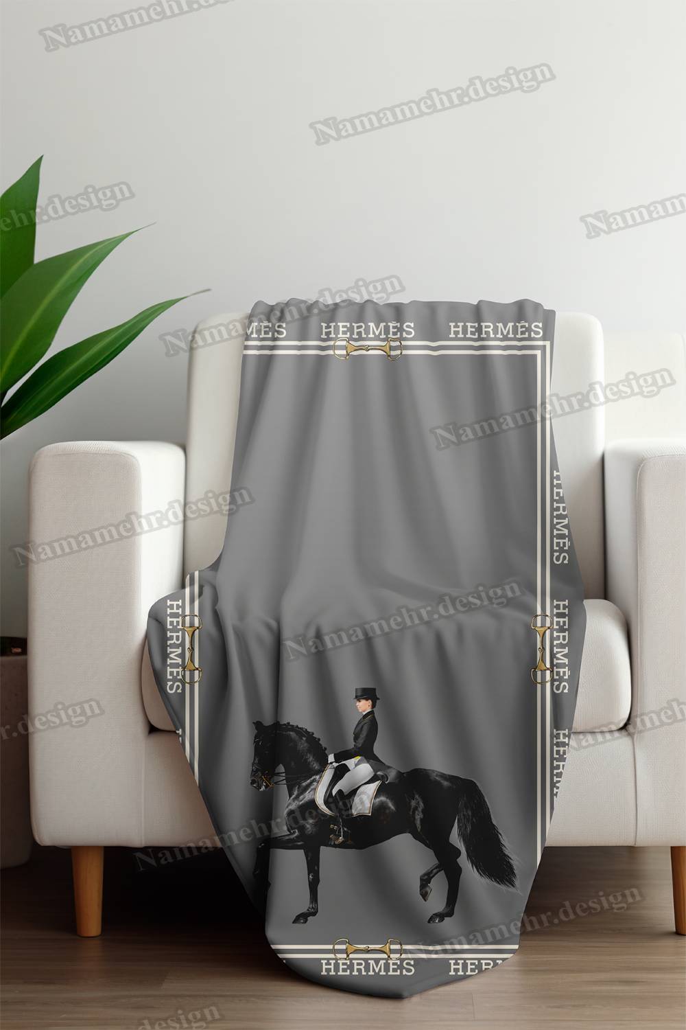 شال مبل طرح هرمس رنگ سبز کد L034