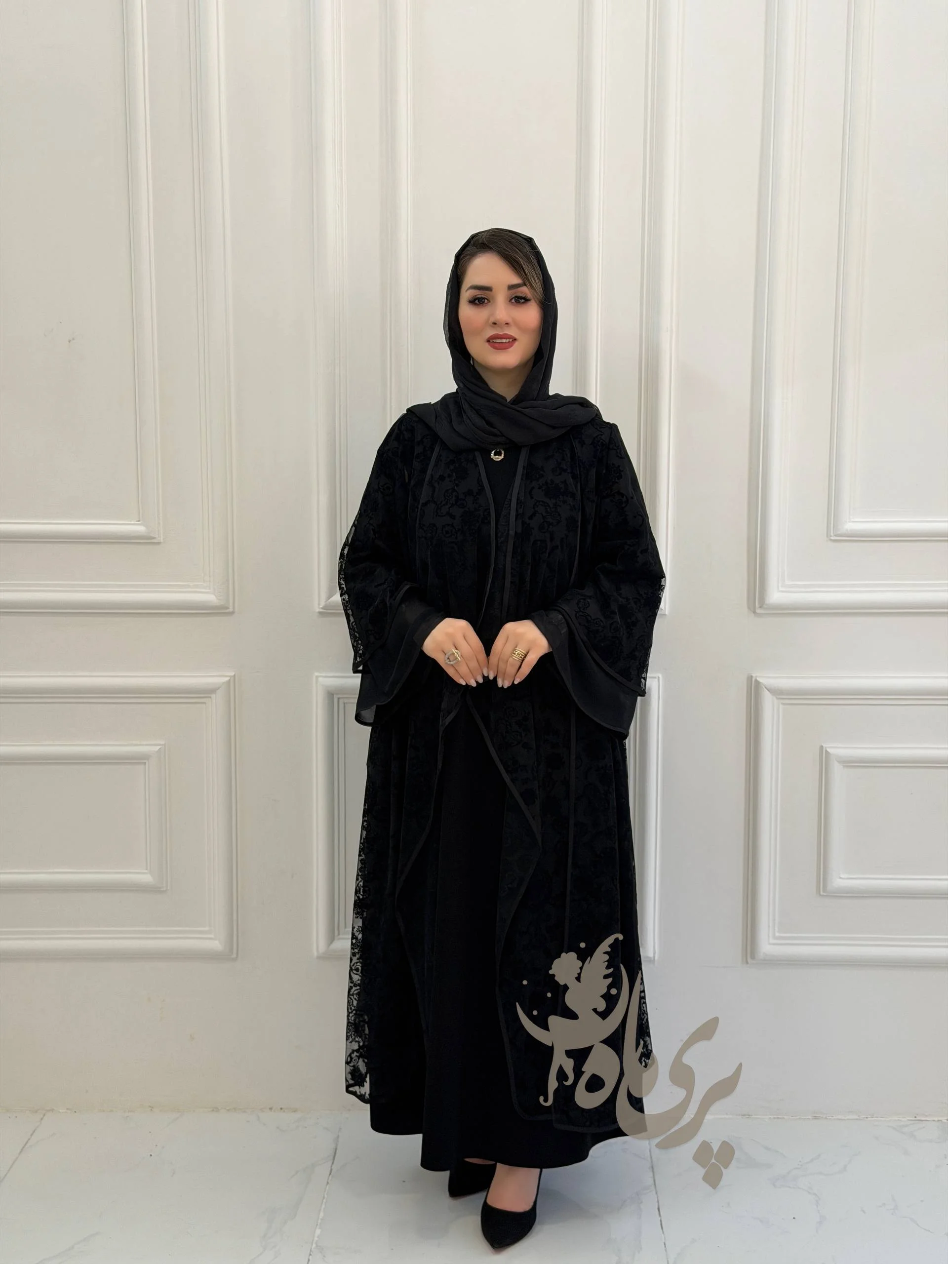 عبای گل برجسته مخمل ترک