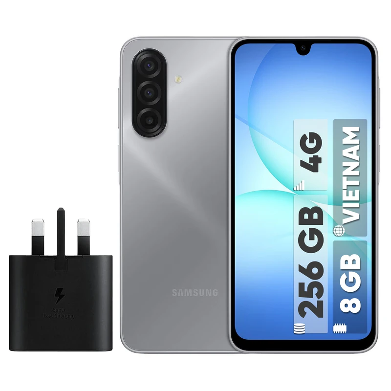 گوشی موبایل سامسونگ مدل Galaxy A17 4G دو سیم کارت ظرفیت 256 گیگابایت و رم 8 گیگابایت - ویتنام - به همراه شارژر 25 وات سامسونگ