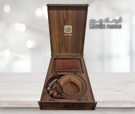 ست 2تیکه جاکارتی کمربند چرم اصل مردانه 3