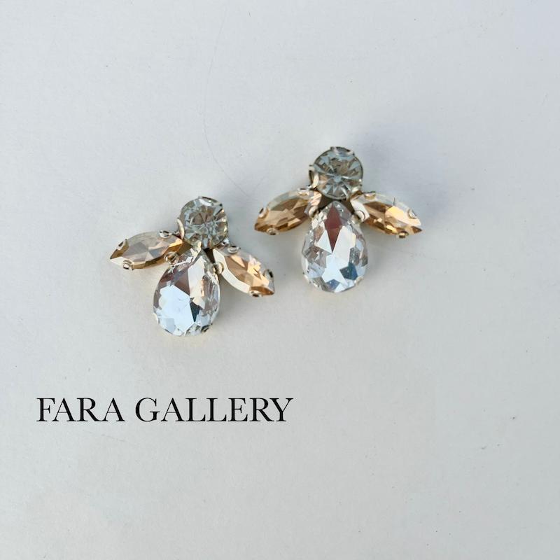 گوشواره نگینی شامپاینی کد EF03