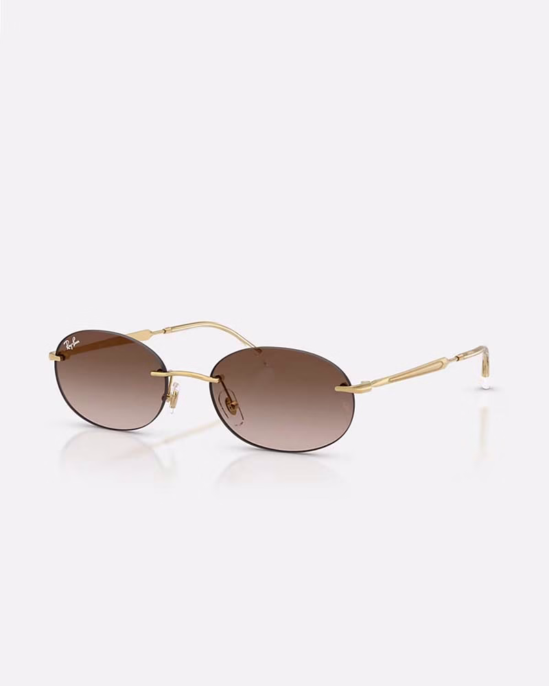 عینک آفتابی اورجینال زنانه ریبن مدل RayBan RB3767 - بدون فريم دسته طلايي عدسي هايلايت قهوه اي