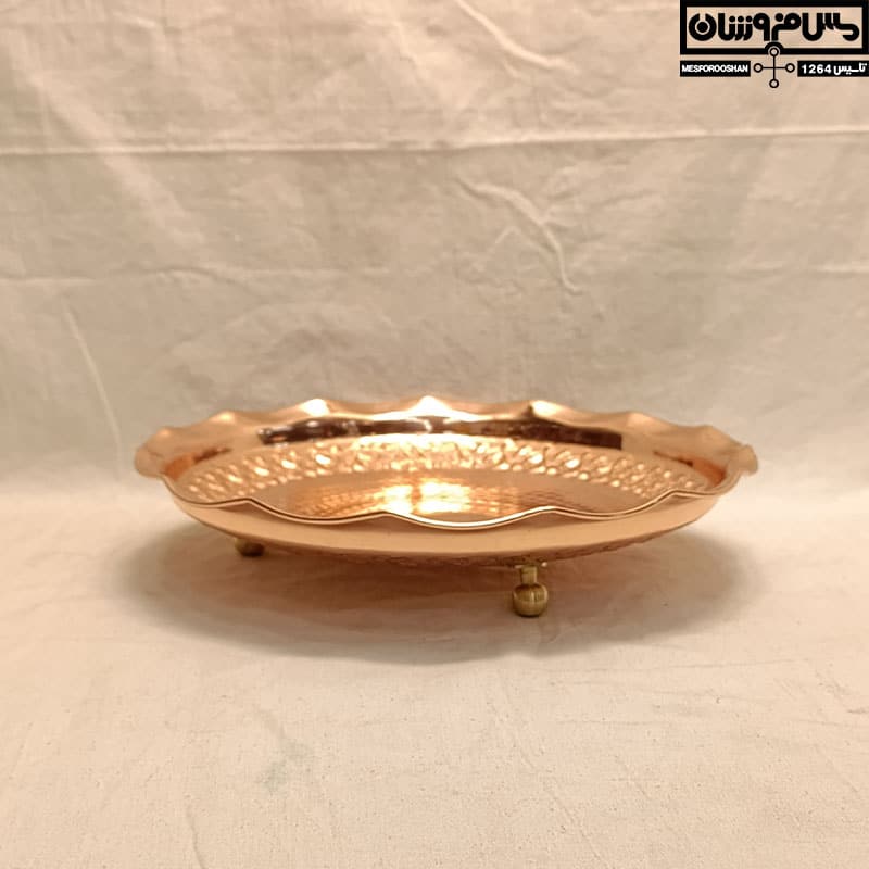 شیرینی خوری مسی 3 پایه کوتاه طرحدار مدل دونه