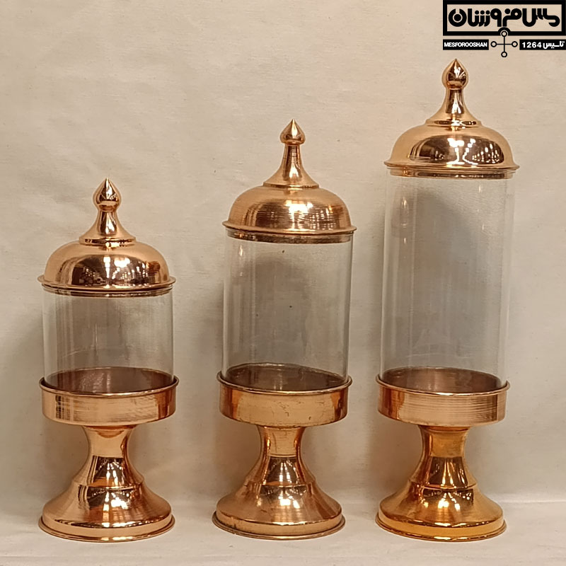 بانکه مس و شیشه پایه دار نانو سایز 1 مدل ترنج