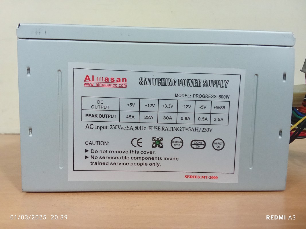 پاور ALMASANمدلPROGRESS 600W-حد اکثر توان600 وات-استوک
