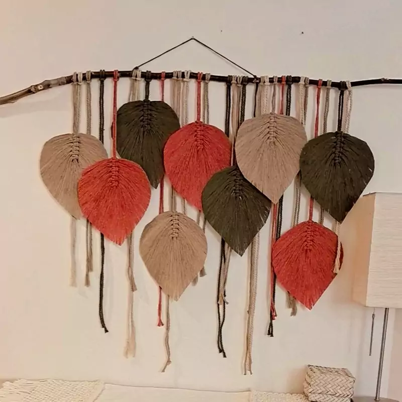 دیوارکوب برگ مکرومه رنگی