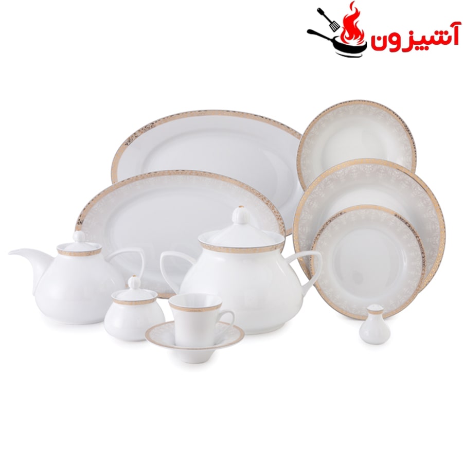 سرویس 108 پارچه 12 نفره طرح رومینا طلایی