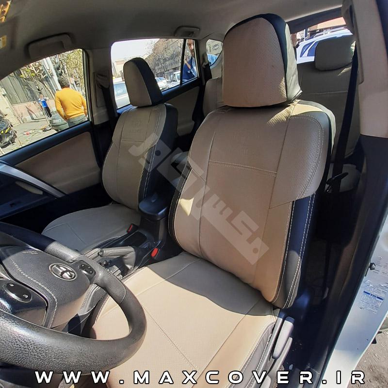 روکش صندلی تویوتا روافور RAV4 چرم کرم مشکی