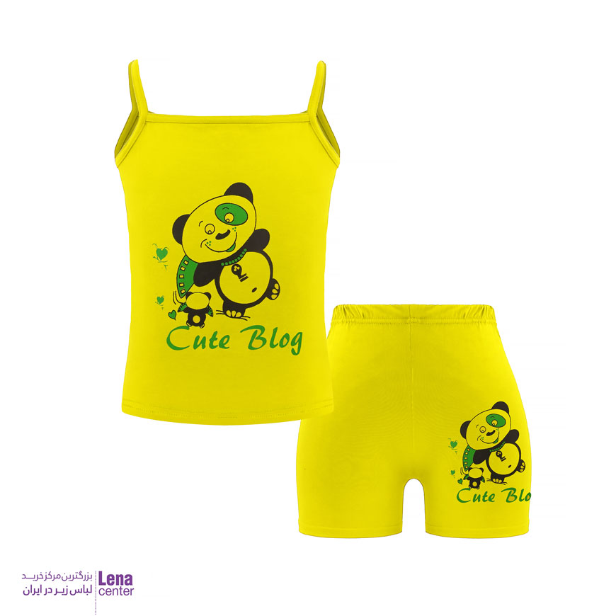 ست تاپ و شورت دخترانه بندی