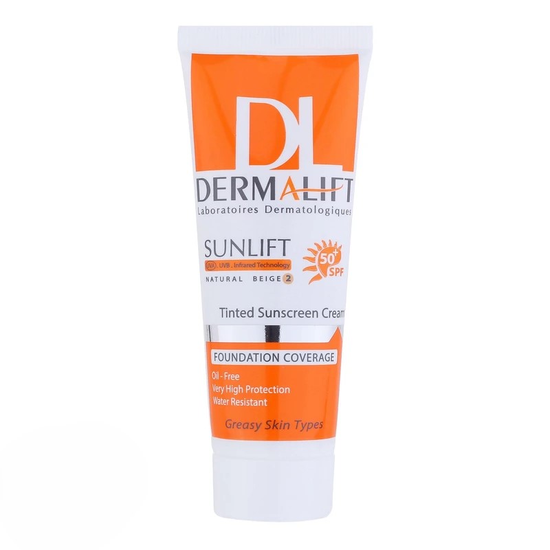 کرم ضد آفتاب رنگی پوست های چرب SPF50 بژ طبیعی درمالیفت
