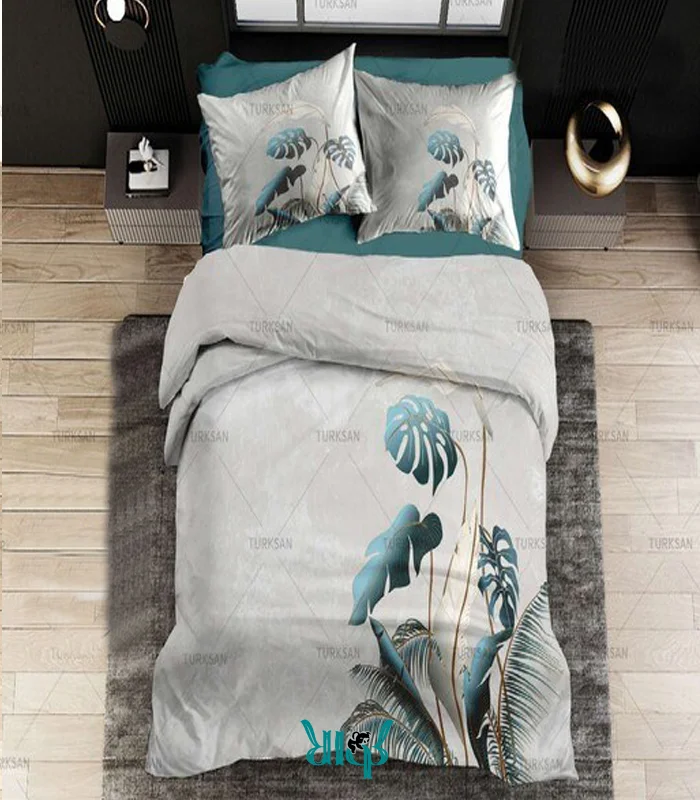 روتختی طوسی دونفره طرح برگ انجیری کد d563