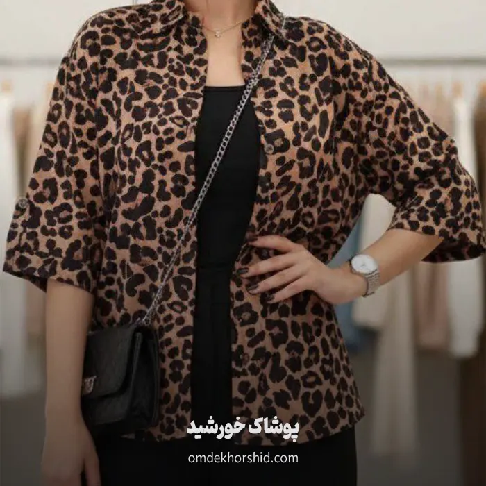 شومیز پلنگی آستین پاگون دار