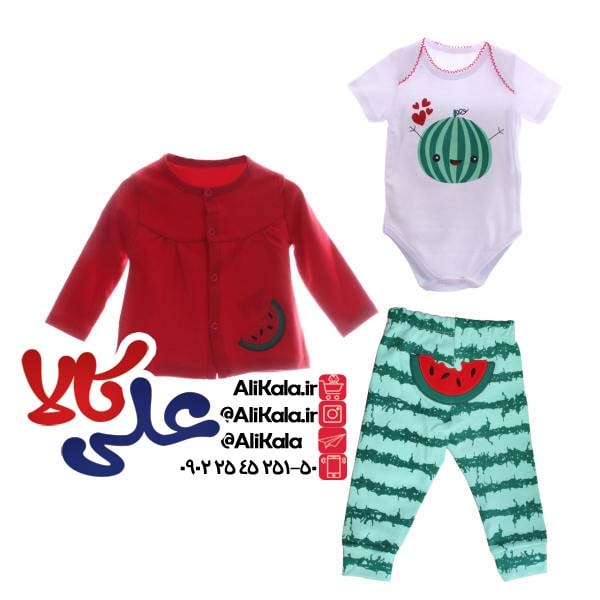 ست لباس دخترانه مدل هندوانه طرح شب یلدا کد 04