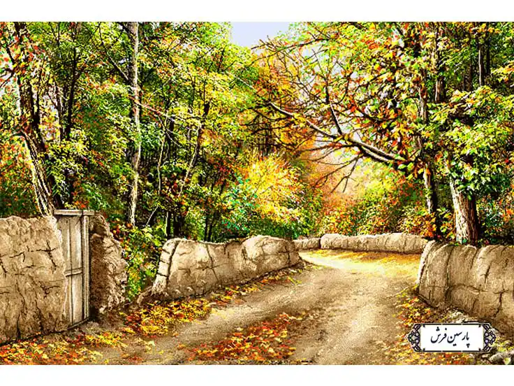 نخ و نقشه تابلو فرش منظره کوچه باغ پاییزی - کد NV783