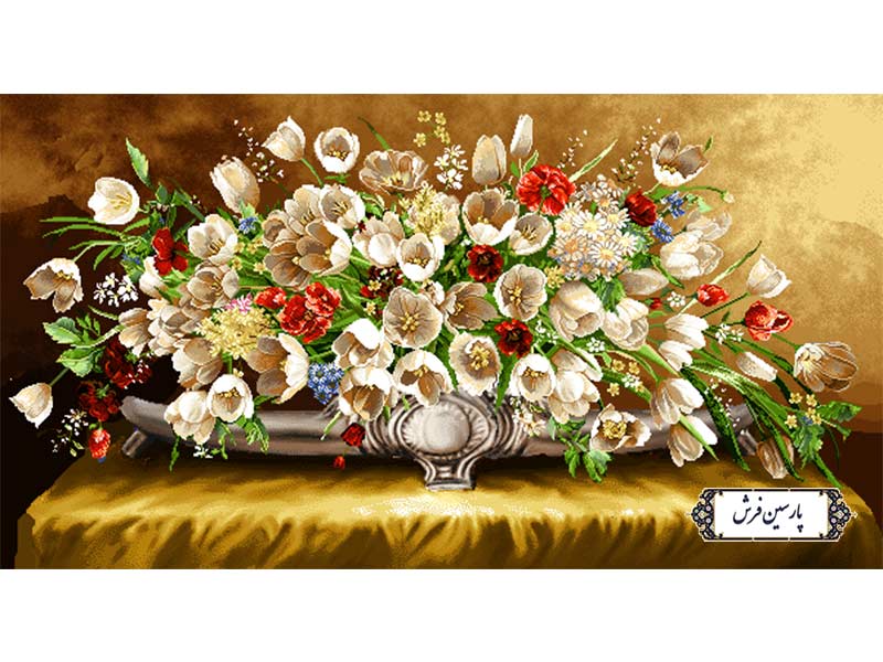 نخ و نقشه تابلو فرش طرح جام گل - کد NG1623