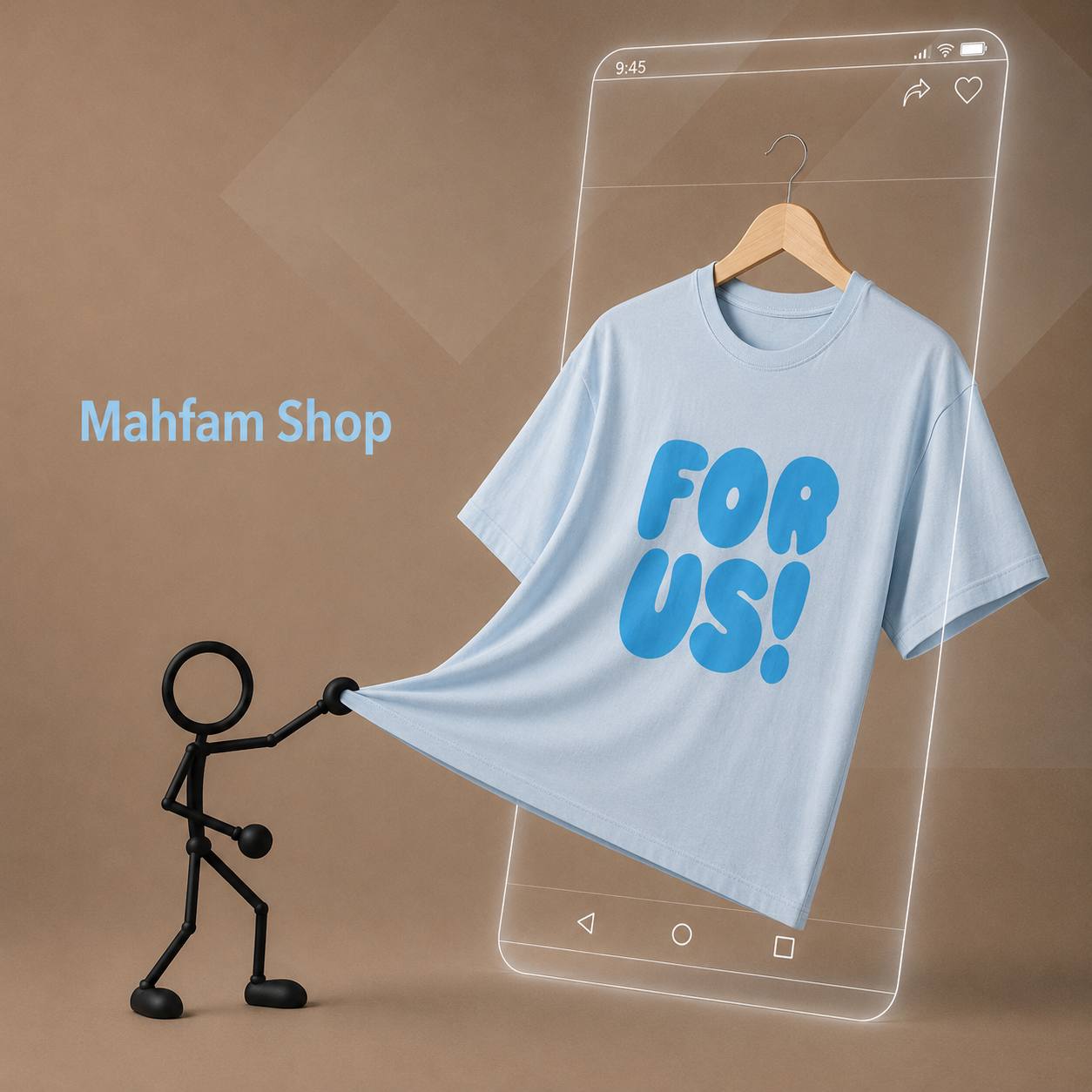 تیشرت دخترانه طرح FOR - آبی