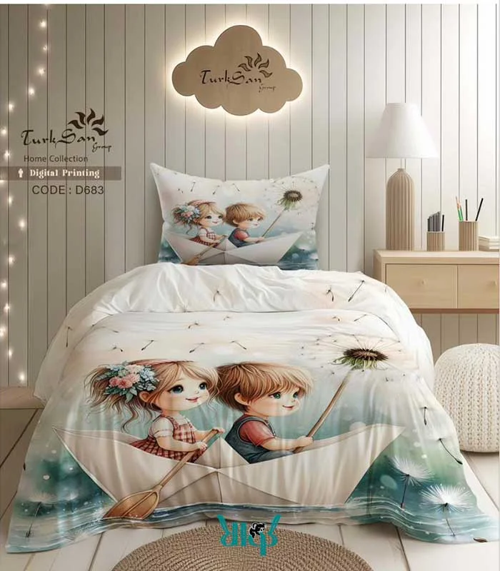 روتختی یک نفره سفید طرح قایق کودکانه کد d683