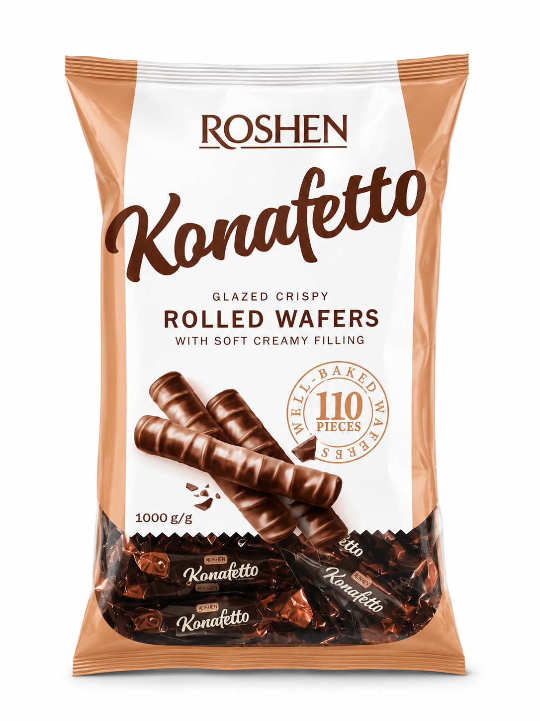 ویفر رولی شکلاتی Roshen Konafetto