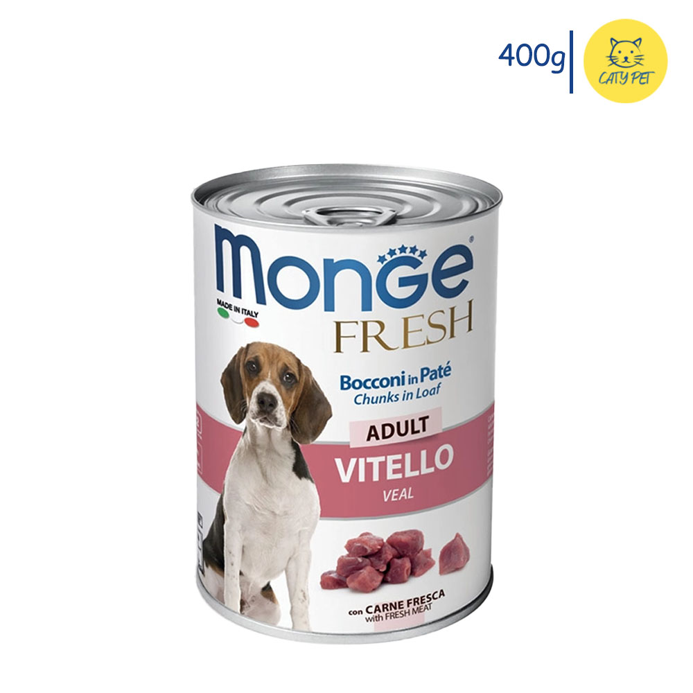 کنسرو سگ بالغ مونژه Monge Fresh Adult Dog Chunks in Loaf  با گوشت گوساله وزن 400 گرم