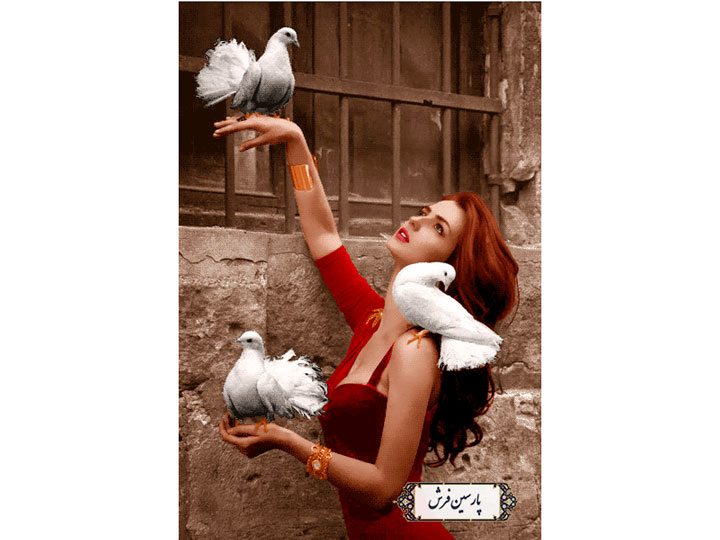 نخ و نقشه تابلو فرش سردرود طرح دختر و کبوتران - کد NC6329