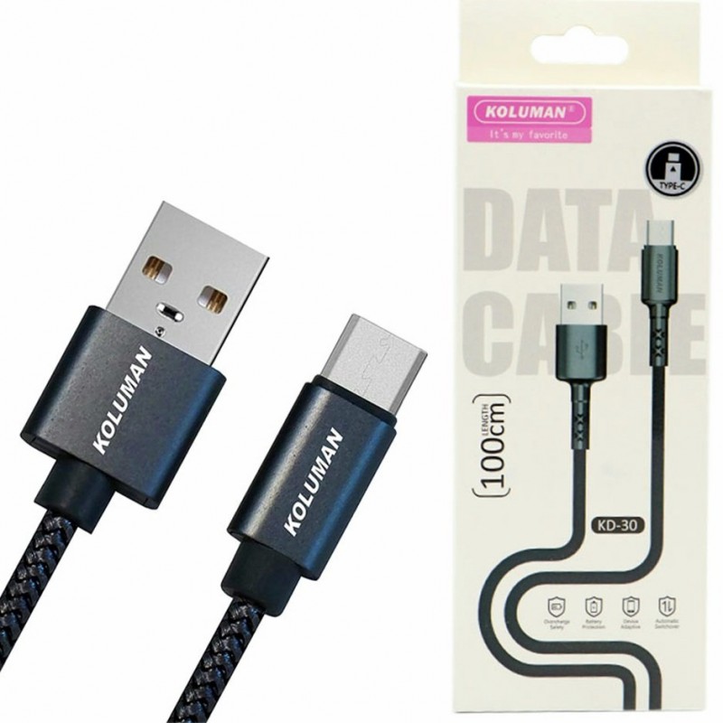 کابل تبدیل USB به USB-C کلومن مدل KD-30 طول 1 متر