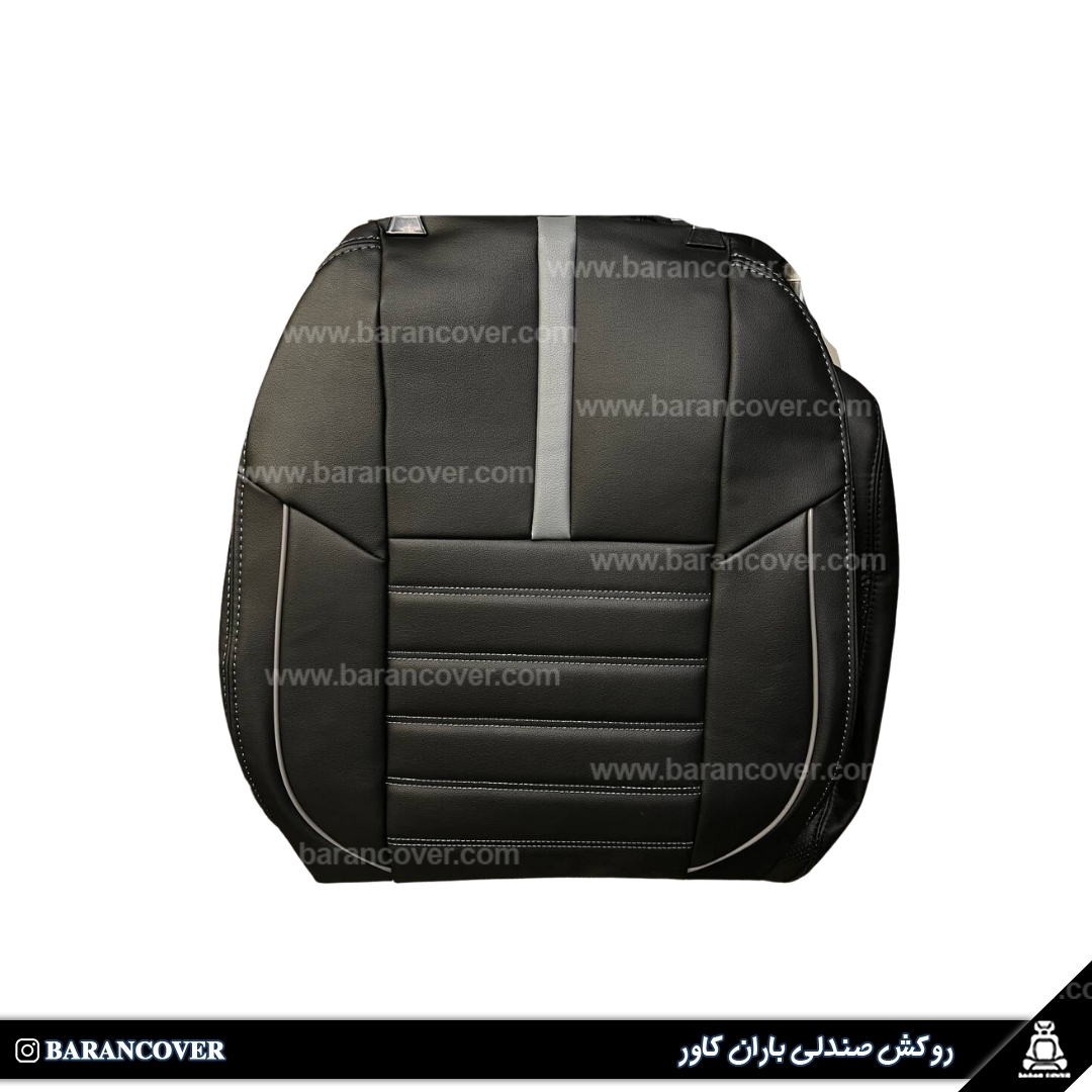 روکش تمام چرم مشکی نوار طوسی شاهین