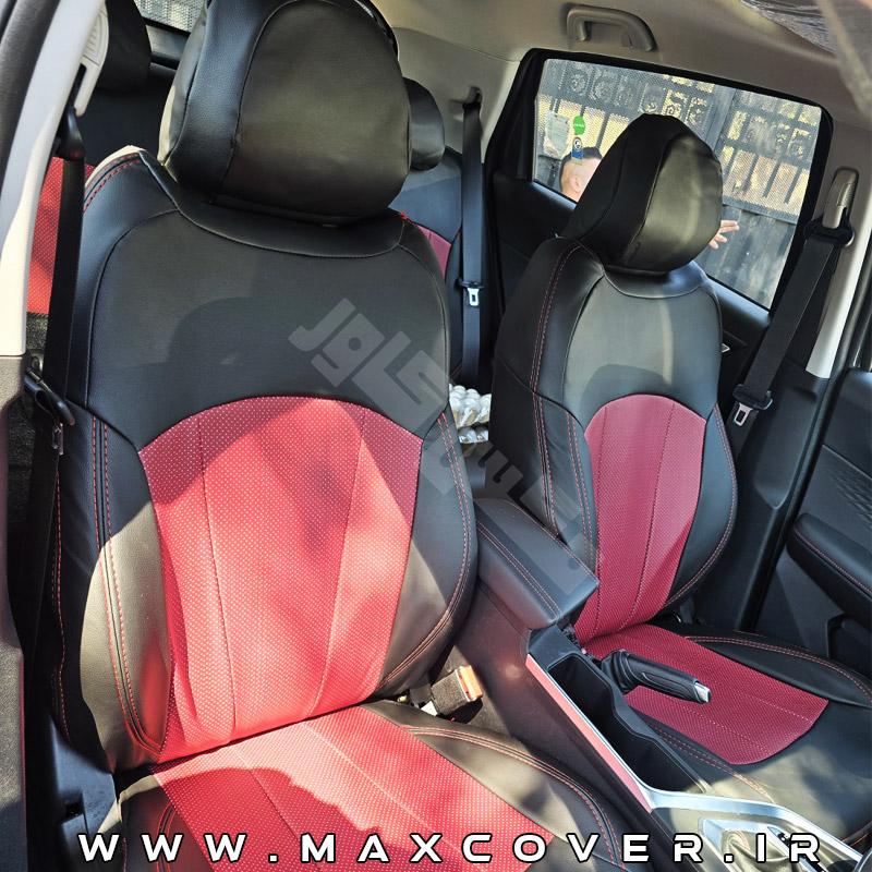روکش صندلی بک X3 pro چرم مشکی زرشکی