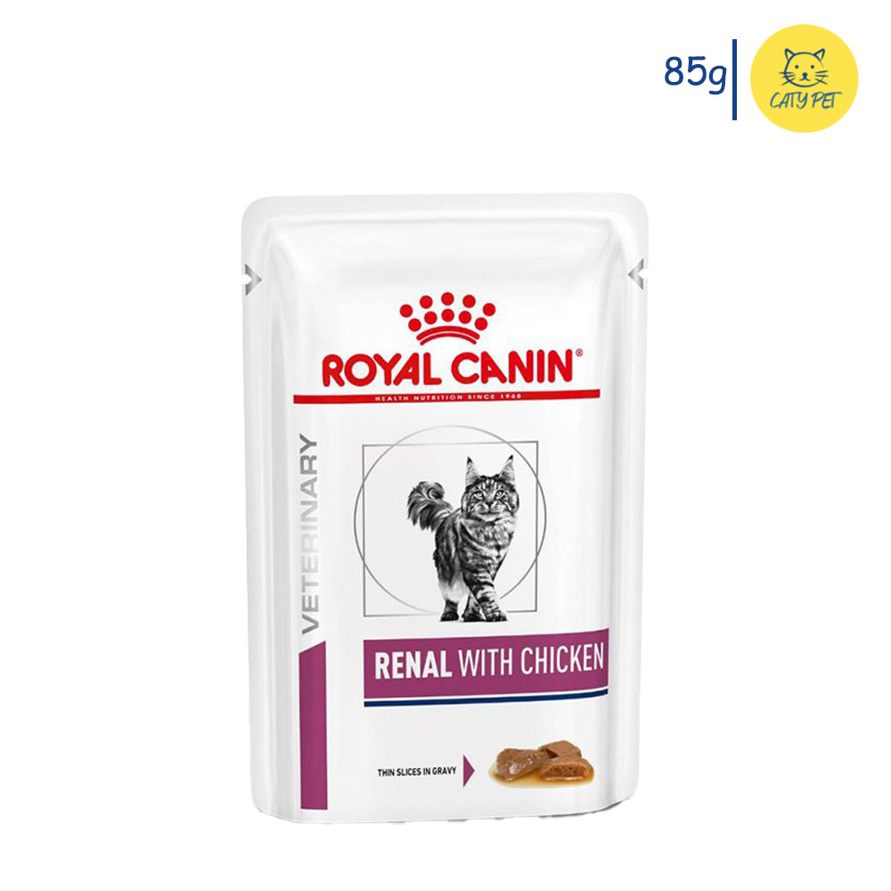 پوچ گربه رویال کنین رنال بیماری کلیوی Renal with chicken طعم مرغ وزن 85 گرم