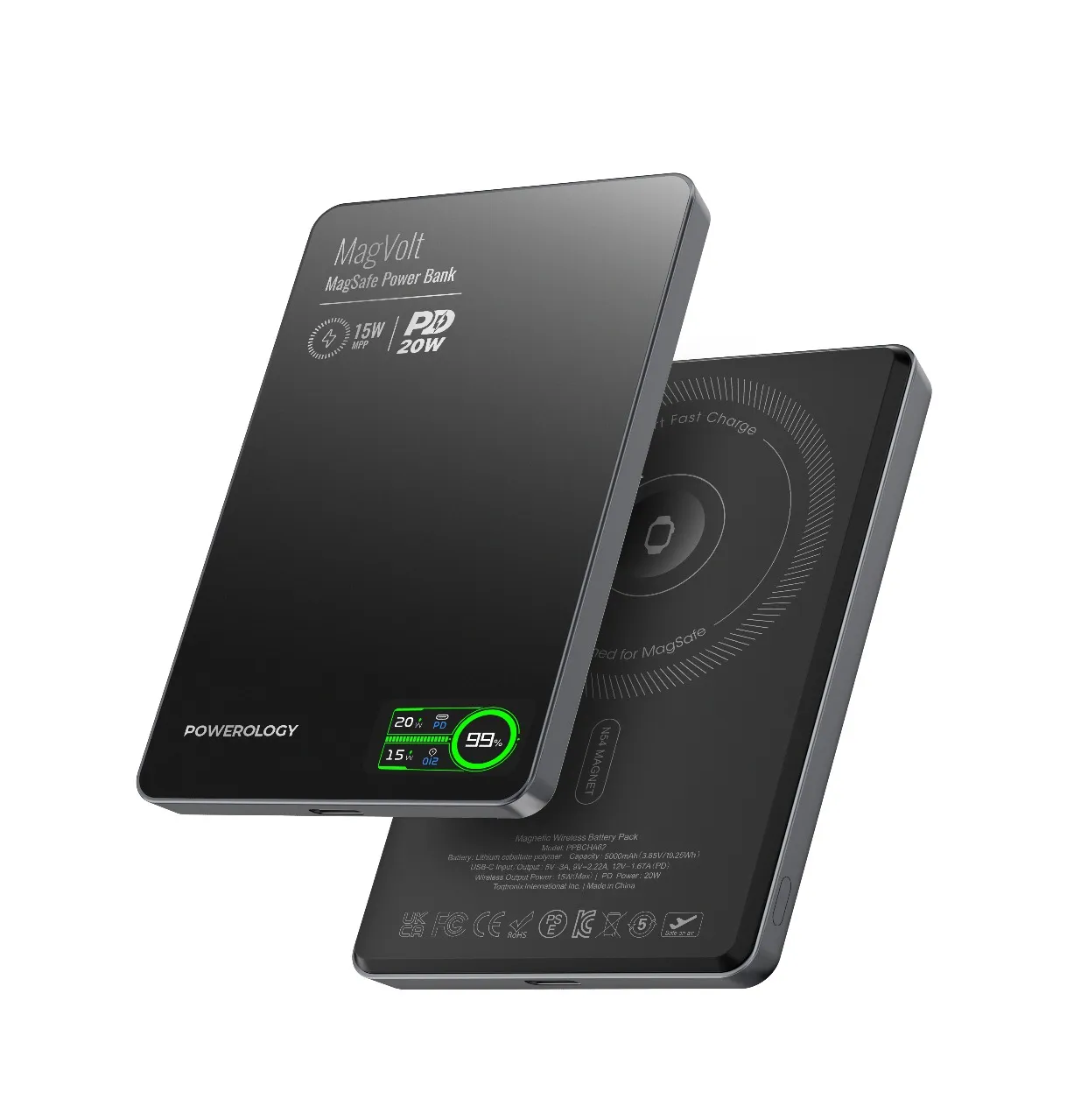 پاوربانک MagVolt 5000mAh Magnetic پاورولوجی - مشکی-6284302710384, ضمانت سلامت فیزیکی و اصالت محصول + گارانتی 7 روزه