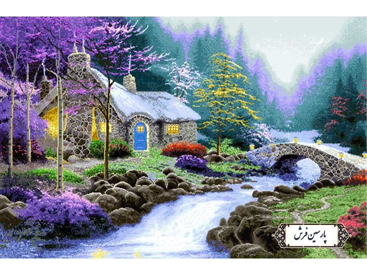 نخ و نقشه تابلو فرش منظره خیال انگیز - کد NV892