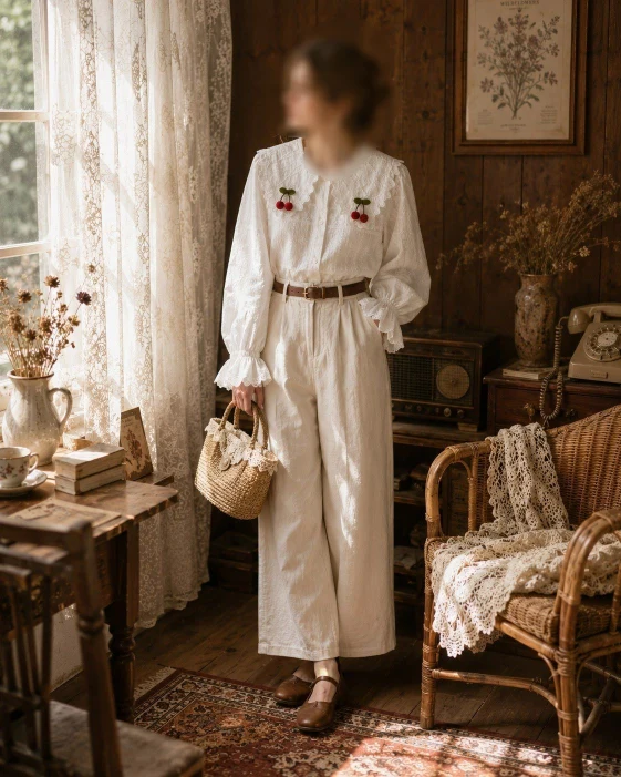 شومیز گیپور طرح‌گیلاس وینیچ کره ای