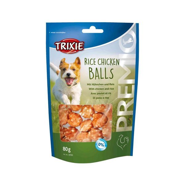 تشویقی سگ تریکسی با طعم مرغ و برنج Trixie PREMIO Rice Chicken Balls وزن 80 گرم