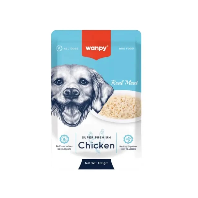 پوچ سگ ونپی مدل "Wanpy Super Premium" با طعم مرغ وزن 100 گرم
