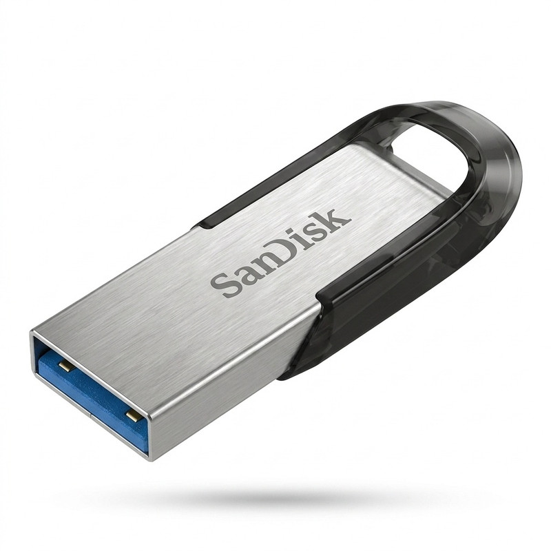 فلش مموری سن دیسک Ultra Flair CZ73 ظرفیت 64 گیگابایت با رابط USB 3.0 و بدنه فلزی مقاوم، سرعت انتقال 150 مگابایت بر ثانیه و سازگار با انواع سیستم‌عامل‌ها و دستگاه‌ها - مشکی