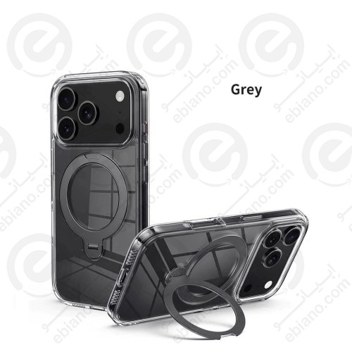 قاب کریستالی مگ‌سیف رینگ‌دار آیفون 17 Pro برند XUNDD سری Zero Sense با استیکر