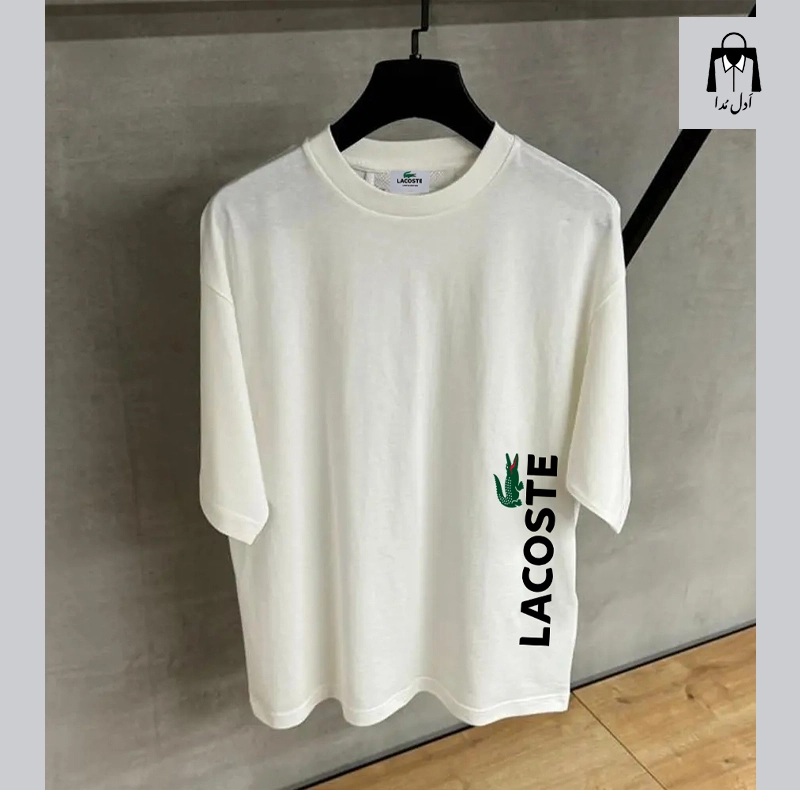 تیشرت Lacoste سفید یقه گرد (پارچه نخی)