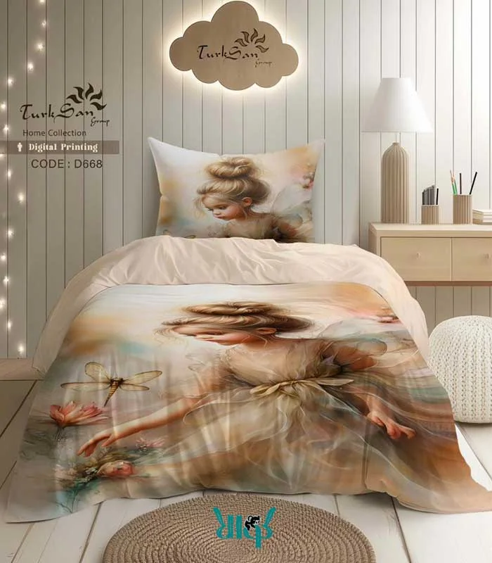 روتختی یک نفره کرم طرح دختر کد d668