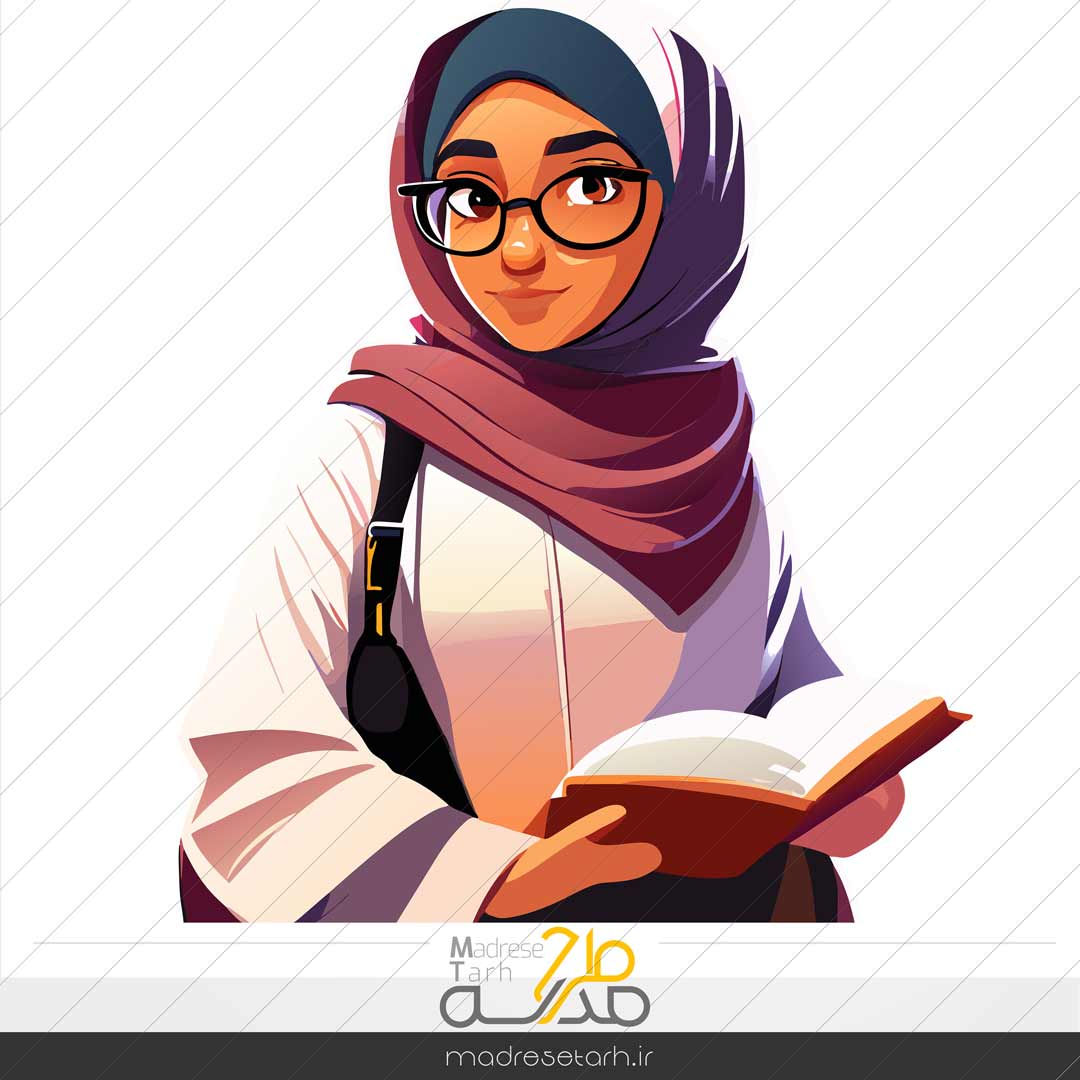 وکتور کارتونی دانش آموز دختر باحجاب