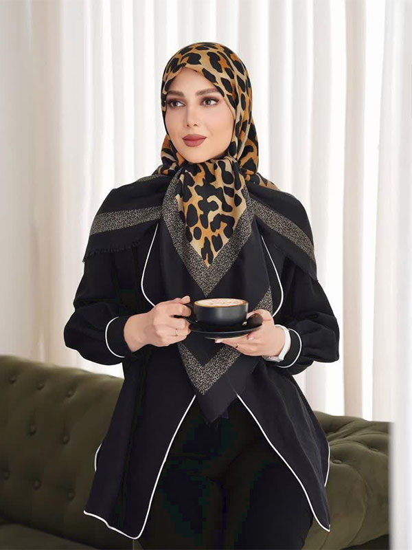 روسری نخی سیااسکارف پلنگی کد ۸۵۴