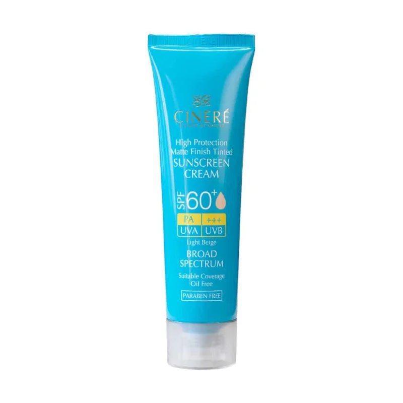 کرم ضد آفتاب رنگی سینره SPF60 بژ روشن طیف گسترده فاقد چربی 50 میلی لیتر