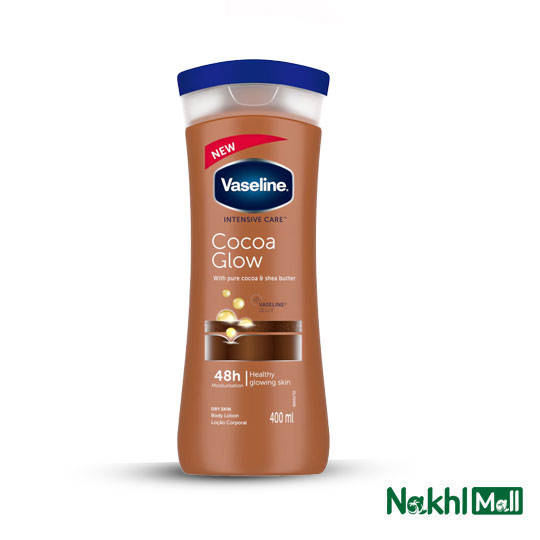 لوسیون بدن شکلاتی وازلین Cocoa Glow با ماندگاری 48 ساعته